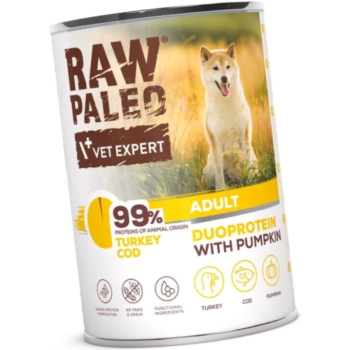 Raw Paleo Adult Duoprotein 400g Mokra Karma Dla Psa Indyk Dorsz