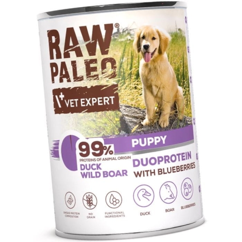 Raw Paleo Puppy Duoprotein 400g Mokra Karma Dla Szczeniąt Kaczka Dzik