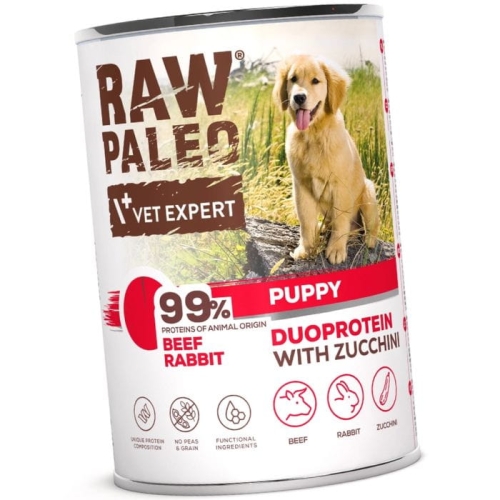 Raw Paleo Puppy Duoprotein 400g Mokra Karma Dla Szczeniąt Wołowina Królik