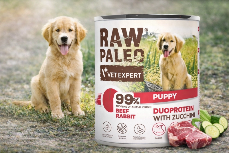 Raw Paleo Puppy mokra karma dla szczeniąt wołowina z królikiem 400g