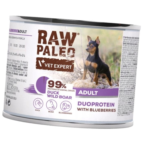 Raw Paleo Duck&Boar Adult dla psów duoproteina kaczka z dzikiem 200g