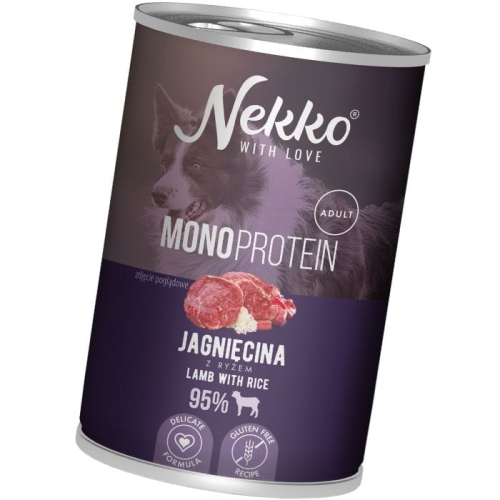 Nekko Monoprotein Adult Karma mokra dla psa Jagnięcina z ryżem 400g