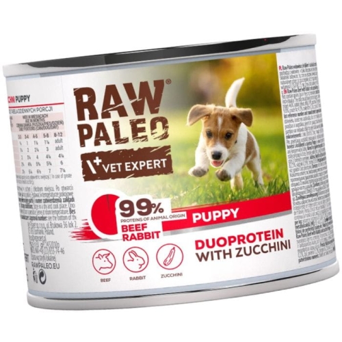 Raw Paleo Puppy Duoprotein 200g Mokra Karma Dla Szczeniąt Wołowina Królik