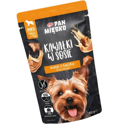 Pan Mięsko Karma mokra dla psa Kawałki w sosie Indyk z kaczką 150 g