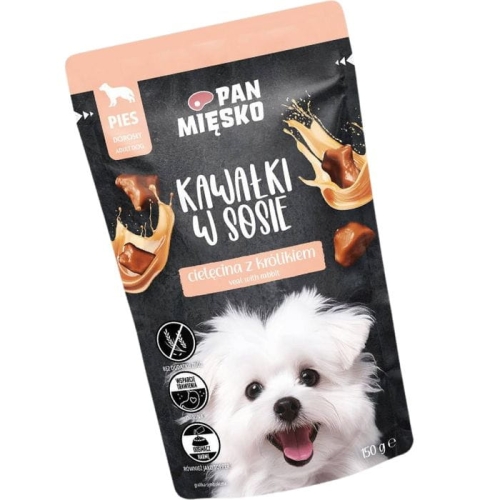 Pan Mięsko mokra, pies Cielęcina/Królik 150g