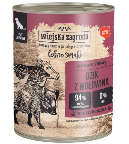 Wiejska Zagroda 800g  Leśne smaki Dzik z wołowiną