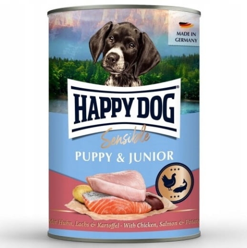 Happy Dog mokra karma dla psa Junior kurczak/łosoś 400g