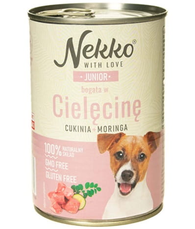 Nekko Junior mokra karma dla szczeniąt cielęcina cukinia moringa 400g