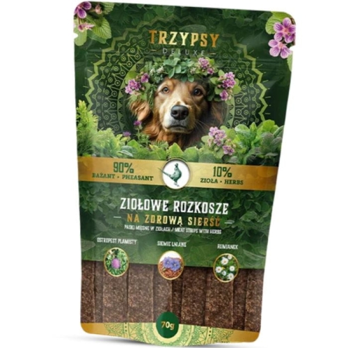 Trzy Psy Ziołowe rozkosze Paski z bażanta na zdrową sierść 70g