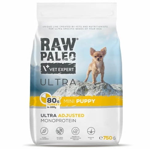 RAW PALEO Ultra Turkey Mini Puppy dla szczeniąt małych ras Indyk 750g