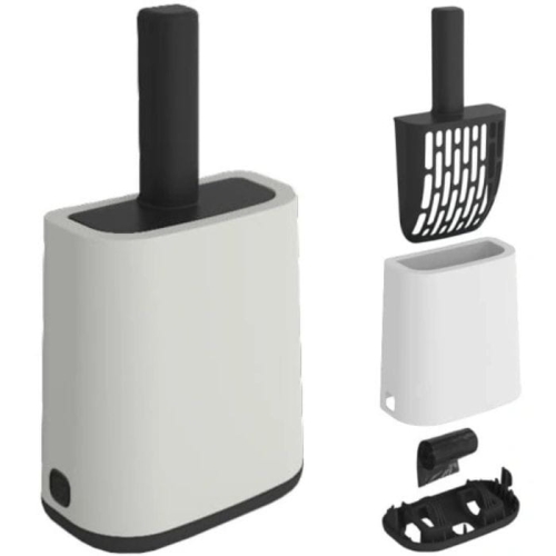 Rotho Łopatka do żwirku kuwety + Uchwyt + Worki Biała