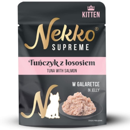 Nekko Supreme Kitten Mokra karma dla kociąt Tuńczyk Łosoś w galaretce 70g