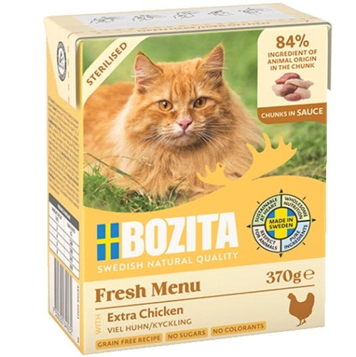 Bozita Cat Sterilised z Extra Kurczakiem kawałki w sosie kartonik 370g