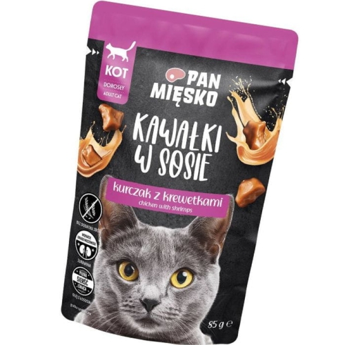 Pan Mięsko mokra, kot Kurczak/Krewetki w sosie 85g