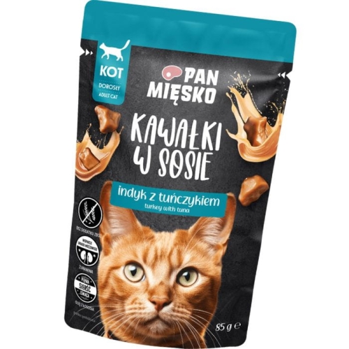 Pan Mięsko mokra, kot Indyk/Tuńczyk w sosie 85g