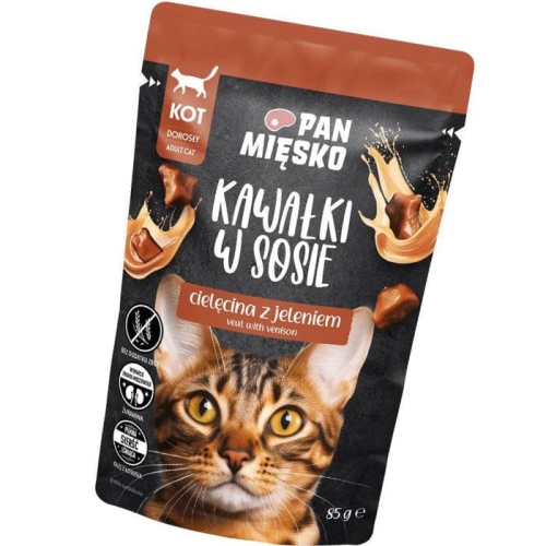 Pan Mięsko mokra, kot Cielęcina/Jeleń w sosie 85g