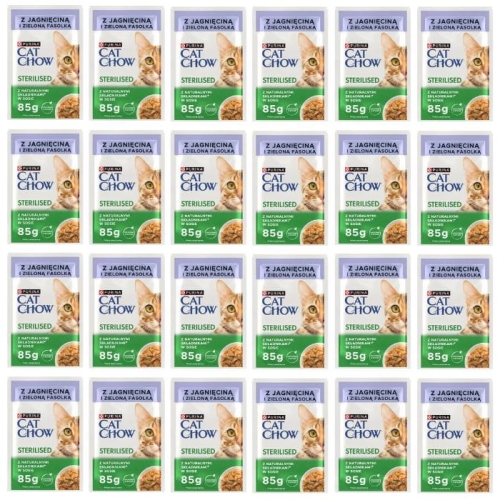 Purina Cat Chow Sterilised z jagnięciną i zieloną fasolką w sosie 24 x 85g