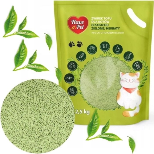 Żwirek dla kota bezpyłowy Have A Pet Tofu Cat Litter Green Tea 2,5kg