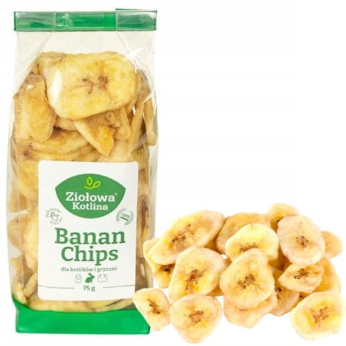 Ziołowa Kotlina banan chips przysmak królik gryzonie bez dodatku cukru 75 g
