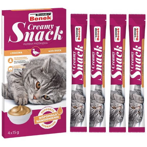 Super Benek Creamy Snack Płynna przekąska dla kotów z Kaczką 4 x 15g
