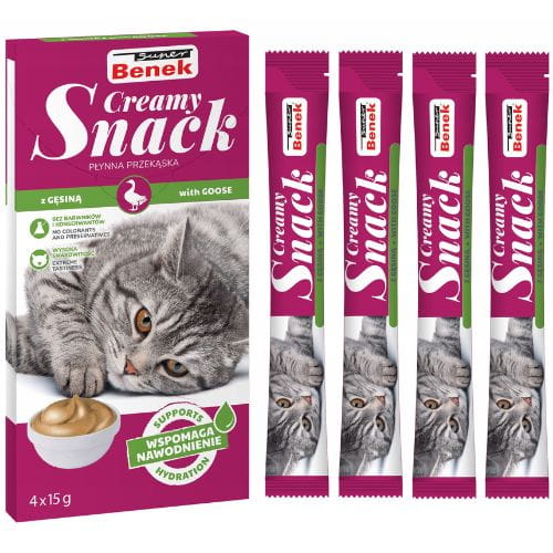 Super Benek Creamy Snack Płynna przekąska dla kotów z Gesiną 4 x 15g
