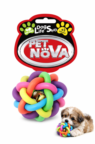 Pet Nova Piłka pleciona 6cm, kolorowa, aromat wołowina