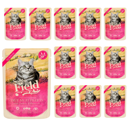 Sam's Field sasz. KITTEN Indyk brokuły 12x85g