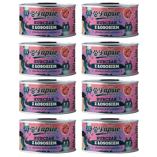 Łapsie kot kurczak z łososiem w bulionie 8x80g