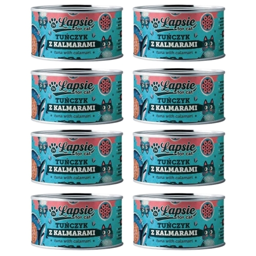 Łapsie mokra karma dla kota tuńczyk z kalmarami w bulionie 8x80g