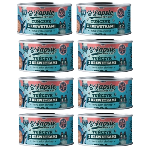 Łapsie mokra karma dla kota tuńczyk z krewetkami w bulionie 8x80g