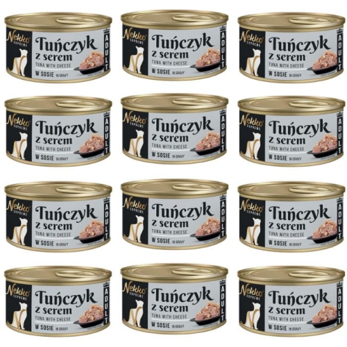 Nekko Supreme Adult Mokra karma dla kota TUŃCZYK Z SEREM w sosie 12 x 80g