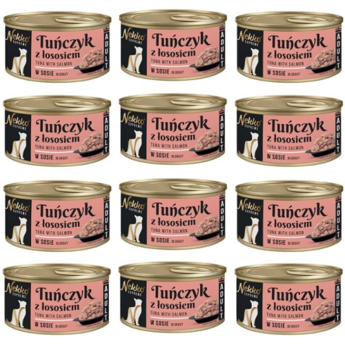 Nekko Supreme Adult Mokra karma dla kota TUŃCZYK Z ŁOSOSIEM w sosie 12x 80g