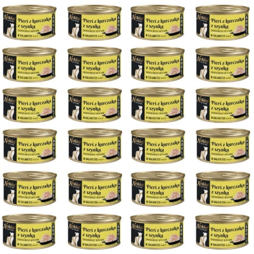 Nekko Supreme Mokra karma dla kota PIERŚ KURCZAKA SZYNKA W GALARETCE 24x80g