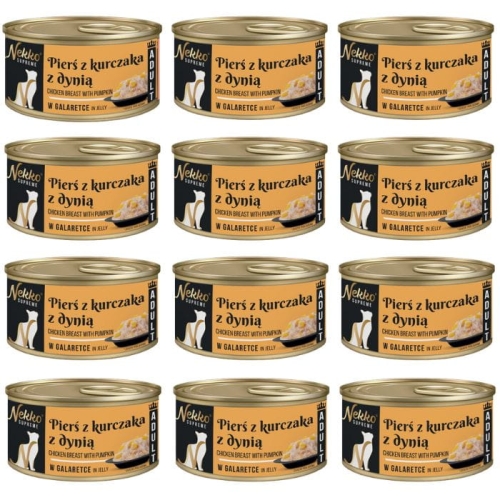 Nekko Supreme Mokra karma dla kota PIERŚ KURCZAKA DYNIA W GALARETCE 12x80g