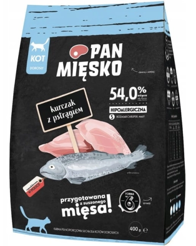 Pan Mięsko dla kota Kurczak z pstrągiem S 400g