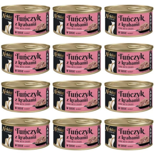 Nekko Supreme Adult Mokra karma dla kota TUŃCZYK Z KRABAMI W SOSIE 12 x 80g