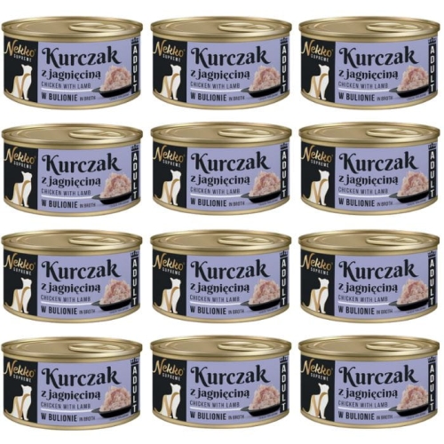 Nekko Supreme Mokra karma dla kota JAGNIĘCINA W BULIONIE Puszka 12 x 80g
