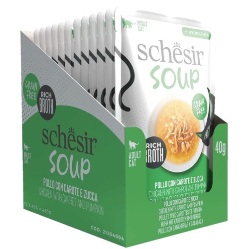 Schesir Soup Zupa Kurczak z dynią Mokra karma dla kota Saszetki 12 x 40g