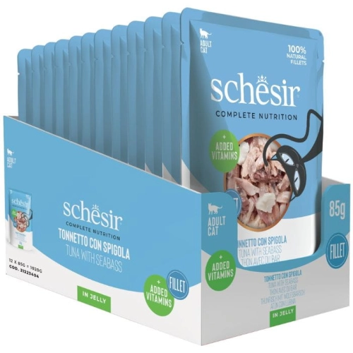 Schesir Karma dla kota Tuńczyk z okoniem w galaretce  12 x 85g
