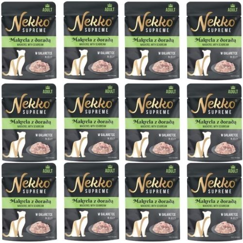 Nekko Supreme Adult Mokra karma dla kota Makrela dorada w galaretce 12x 70g
