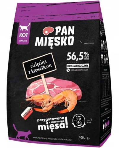 Pan Mięsko dla kota Cielęcina z krewetkami S 400g