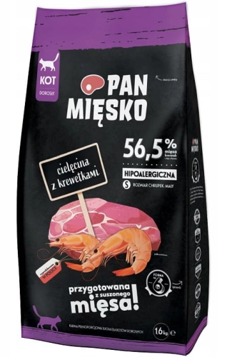 Pan Mięsko dla kota Cielęcina z krewetkami S 1,6kg