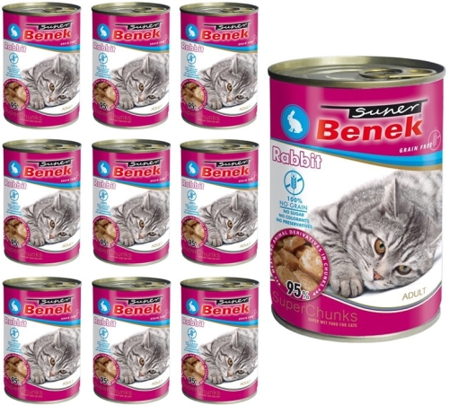 Super Benek Bezzbożowe kąski z królikiem dla kota 10 x 415g