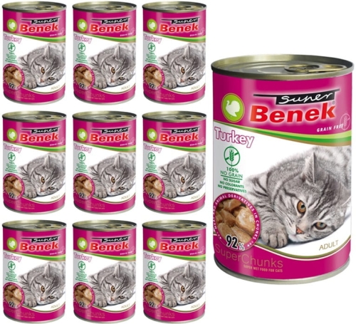 Super Benek Bezzbożowe kąski z indykiem dla kota 10 x 415g
