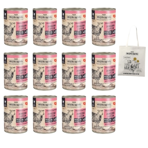 Wiejska Zagroda mokra karma dla kota Jagnięcina z krylem 12 x 400g