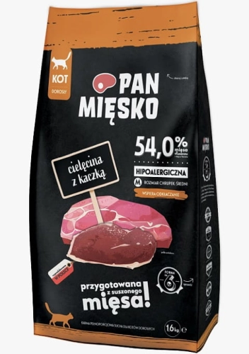 Pan Mięsko Karma dla kota Cielęcina z kaczką M 1,6 kg