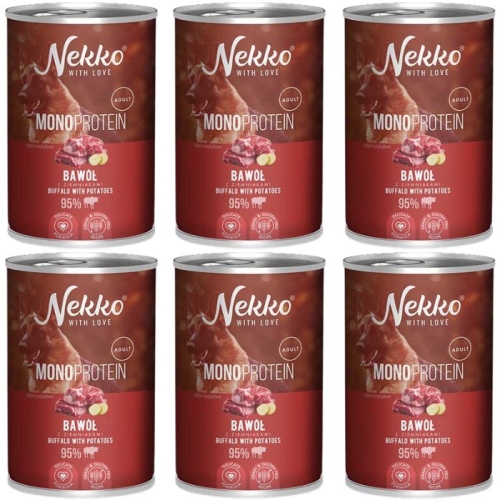 Nekko Monoprotein Adult Karma mokra dla psa Bawół z ziemniakami 6 x 400g
