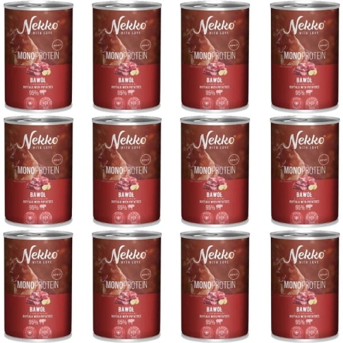 Nekko Monoprotein Adult Karma mokra dla psa Bawół z ziemniakami 12 x 400g