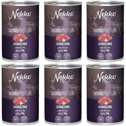 Nekko Monoprotein Adult Karma mokra dla psa Jagnięcina z ryżem 400g