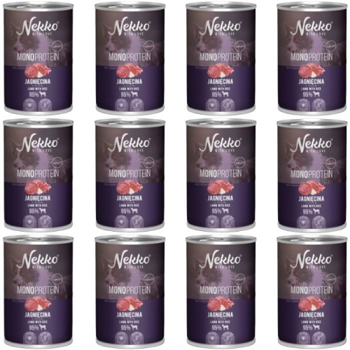 Nekko Monoprotein Adult Karma mokra dla psa Jagnięcina z ryżem 400g